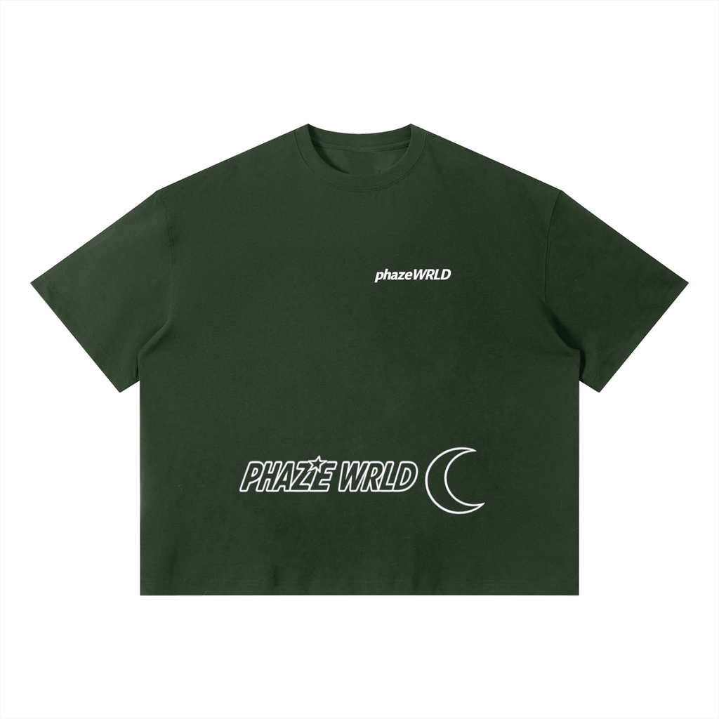 Phaze Wrld Moon Crest Boxy Tee – Dark Green