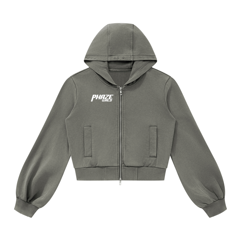 Vintage Wash Dark Gray Full Zip Hoodie