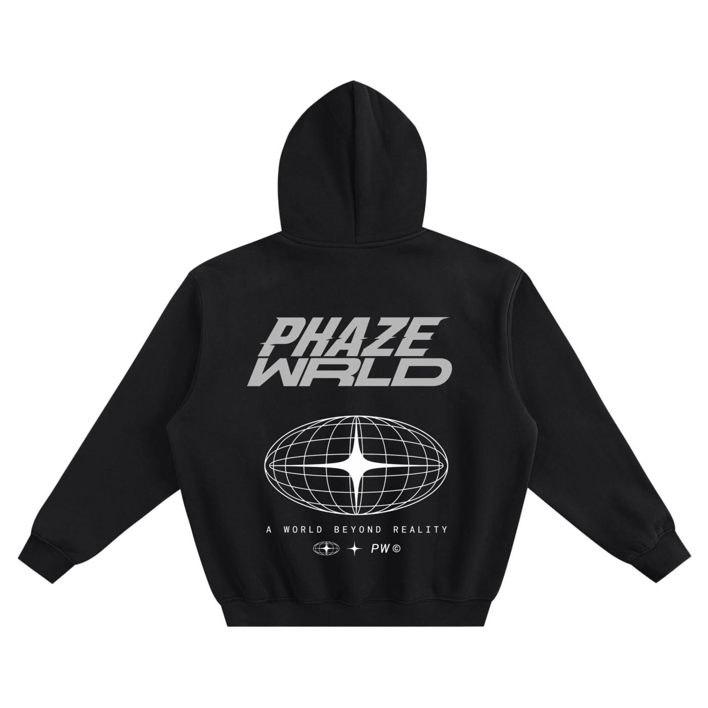 Phaze Wrld Out Of Reality Hoodie Black Boxy Hoodie