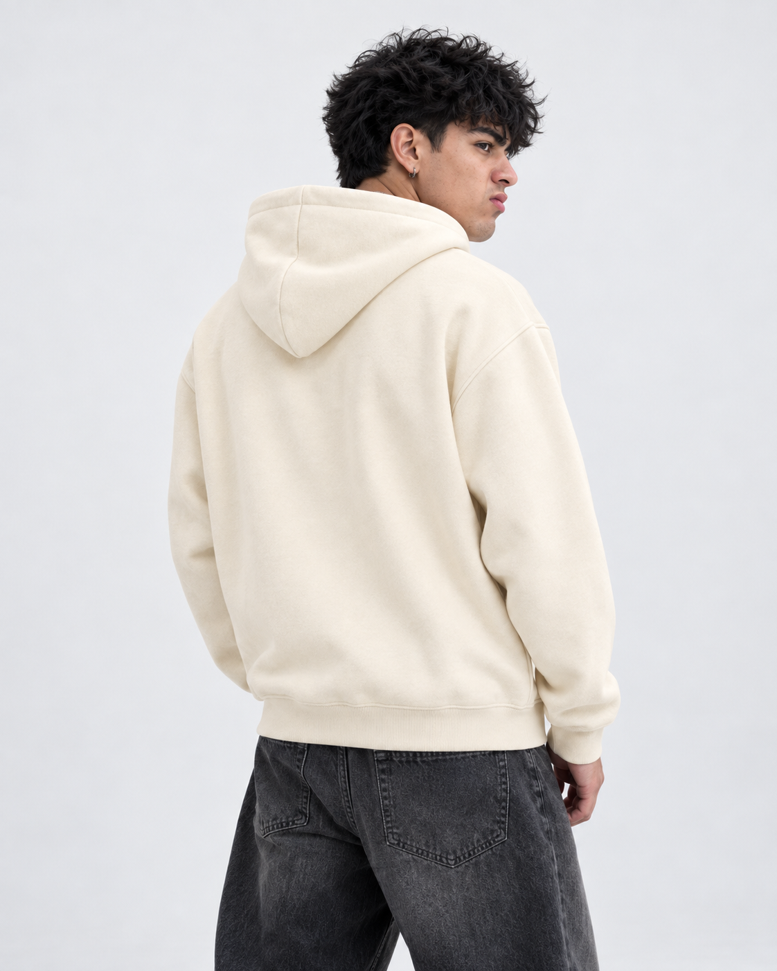 Essential Zip Oversized Hoodie — Cream