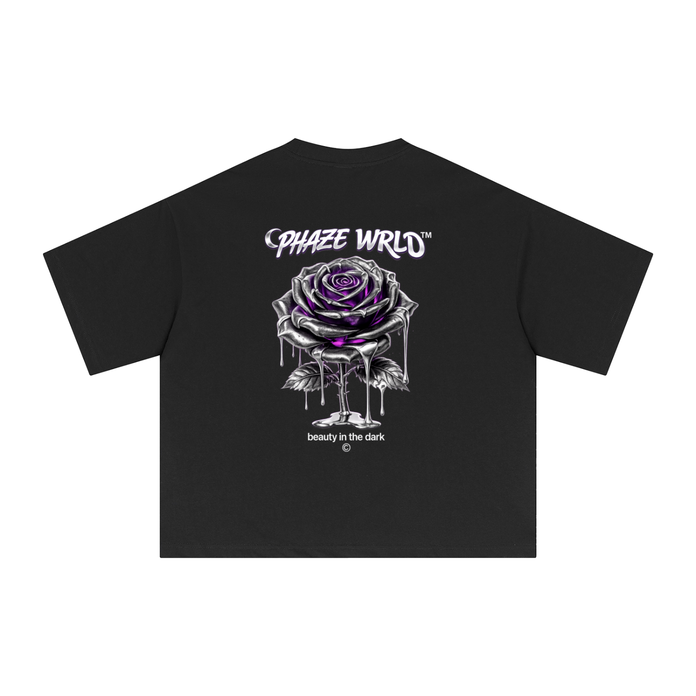 Phaze Wrld Chrome Purple Rose Boxy Graphic Tee