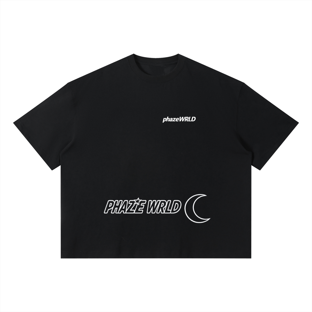 Phaze Wrld Moon Crest Boxy Tee – Black
