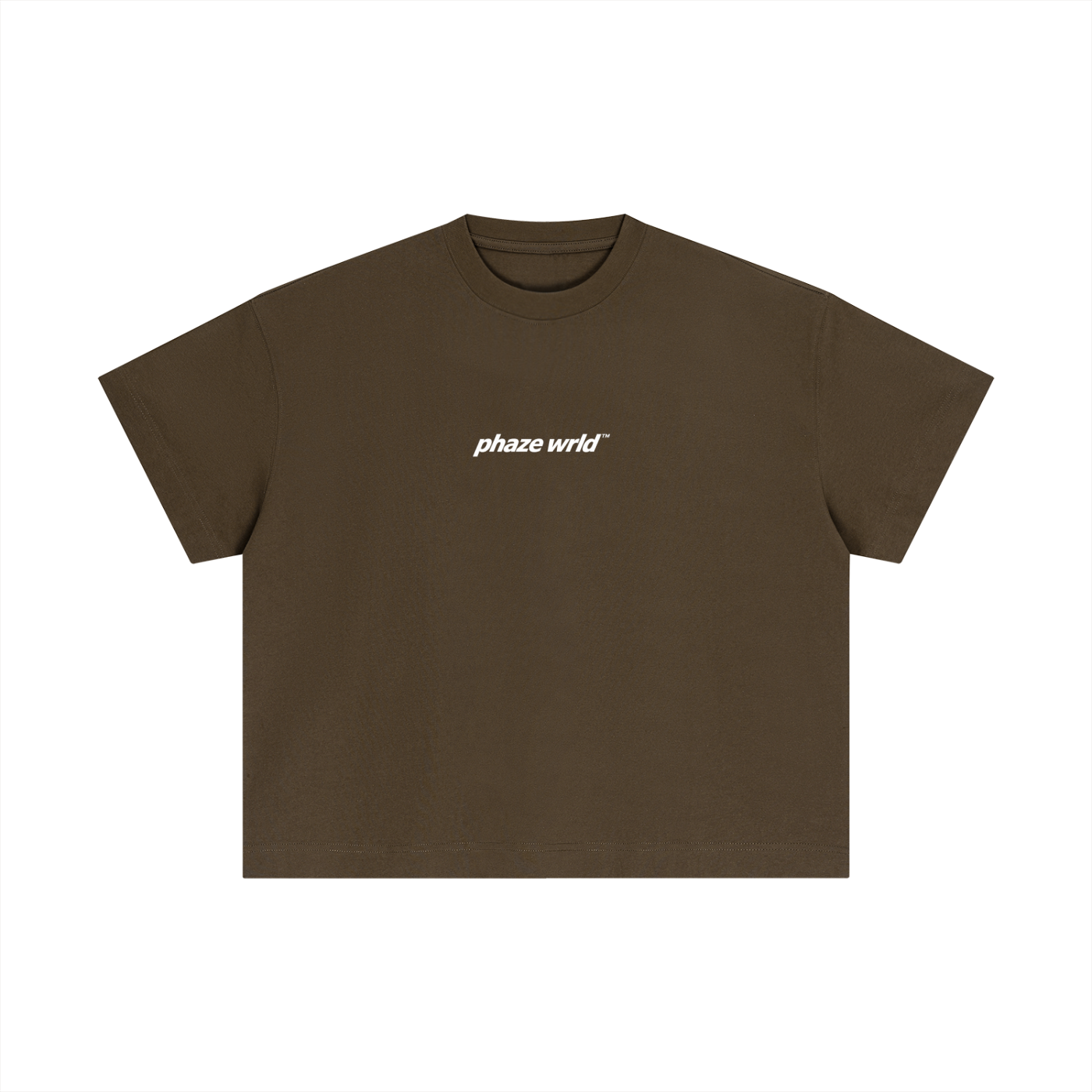 Phaze Wrld Lunar Script Boxy Tee – Brown