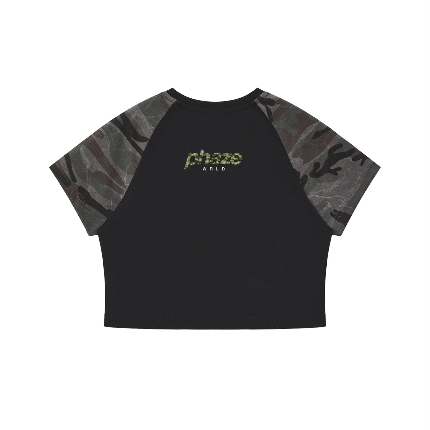 Phaze Wrld Camo Ops Crop Black Baby Tee