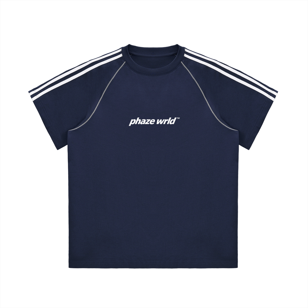 Phaze Wrld Diamond Crescent Contrast Tee – Navy