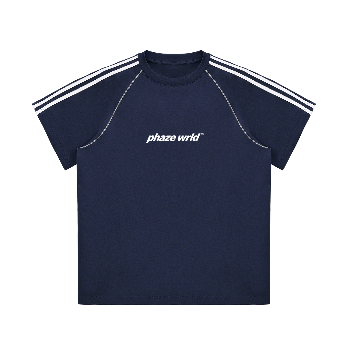 Phaze Wrld Diamond Crescent Contrast Tee – Navy