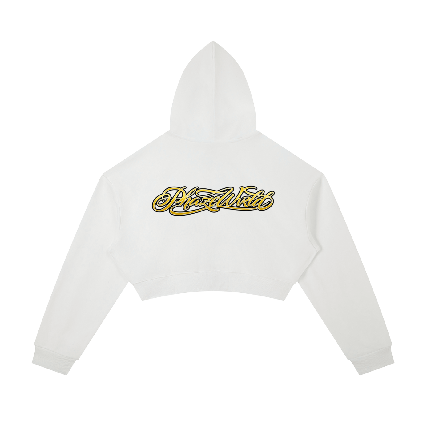 Phaze Wrld Gold Script Zip Hoodie - White