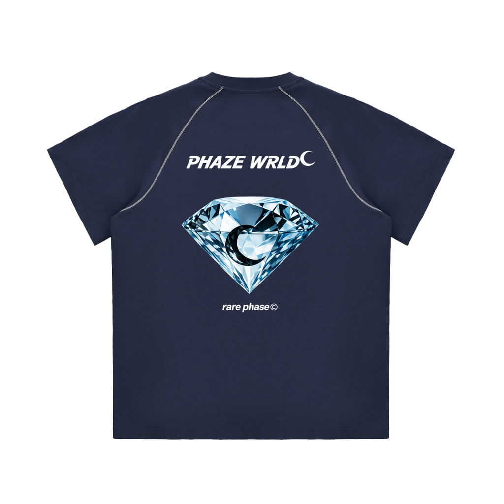 Phaze Wrld Diamond Crescent Contrast Tee – Navy