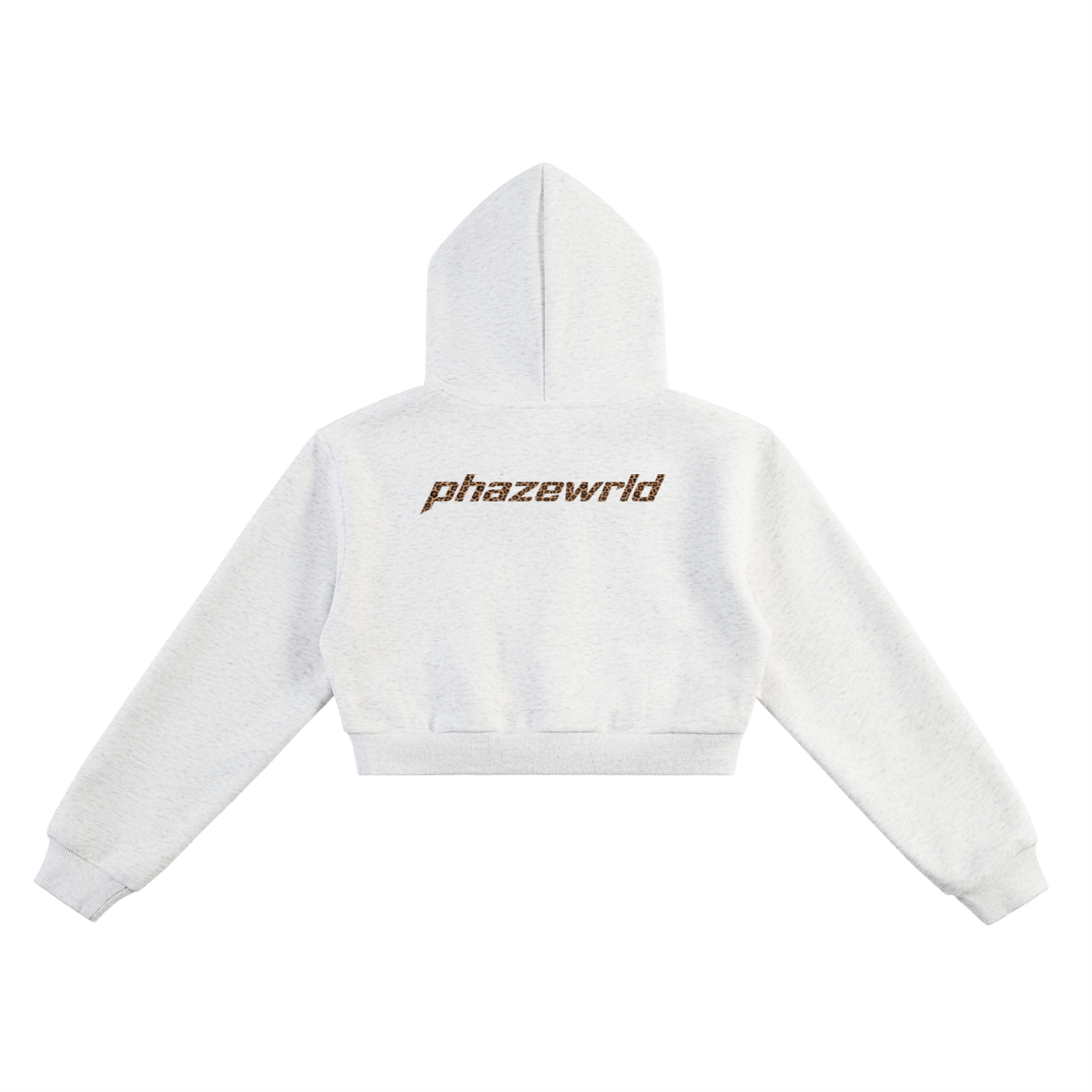 Phaze Wrld Leopard Strike Cropped Hoodie - White