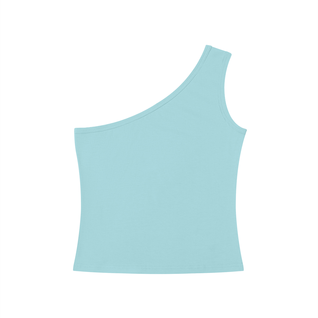 Phaze Wrld Leopard One-Shoulder Crop T-Shirt - Blue