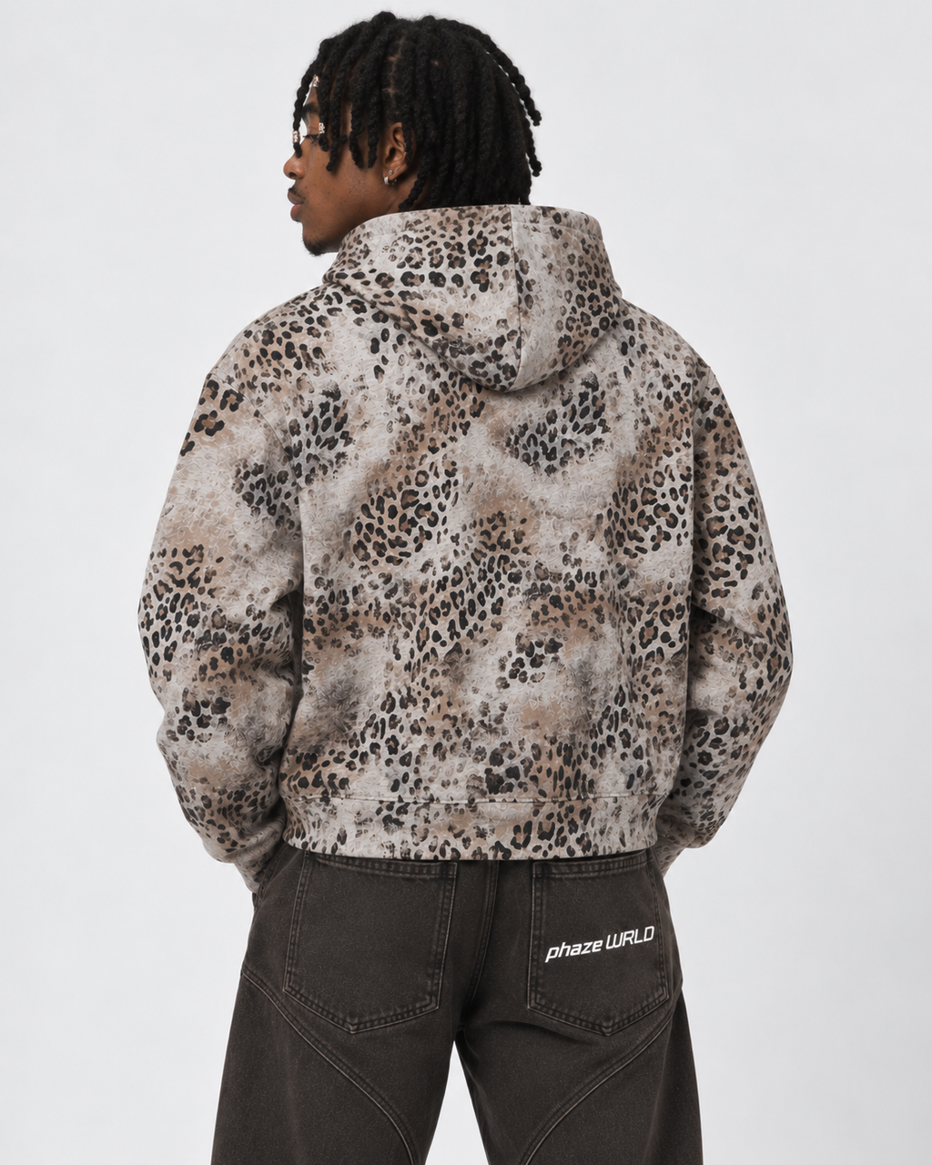 Vintage Apricot Leopard Full Zip Hoodie