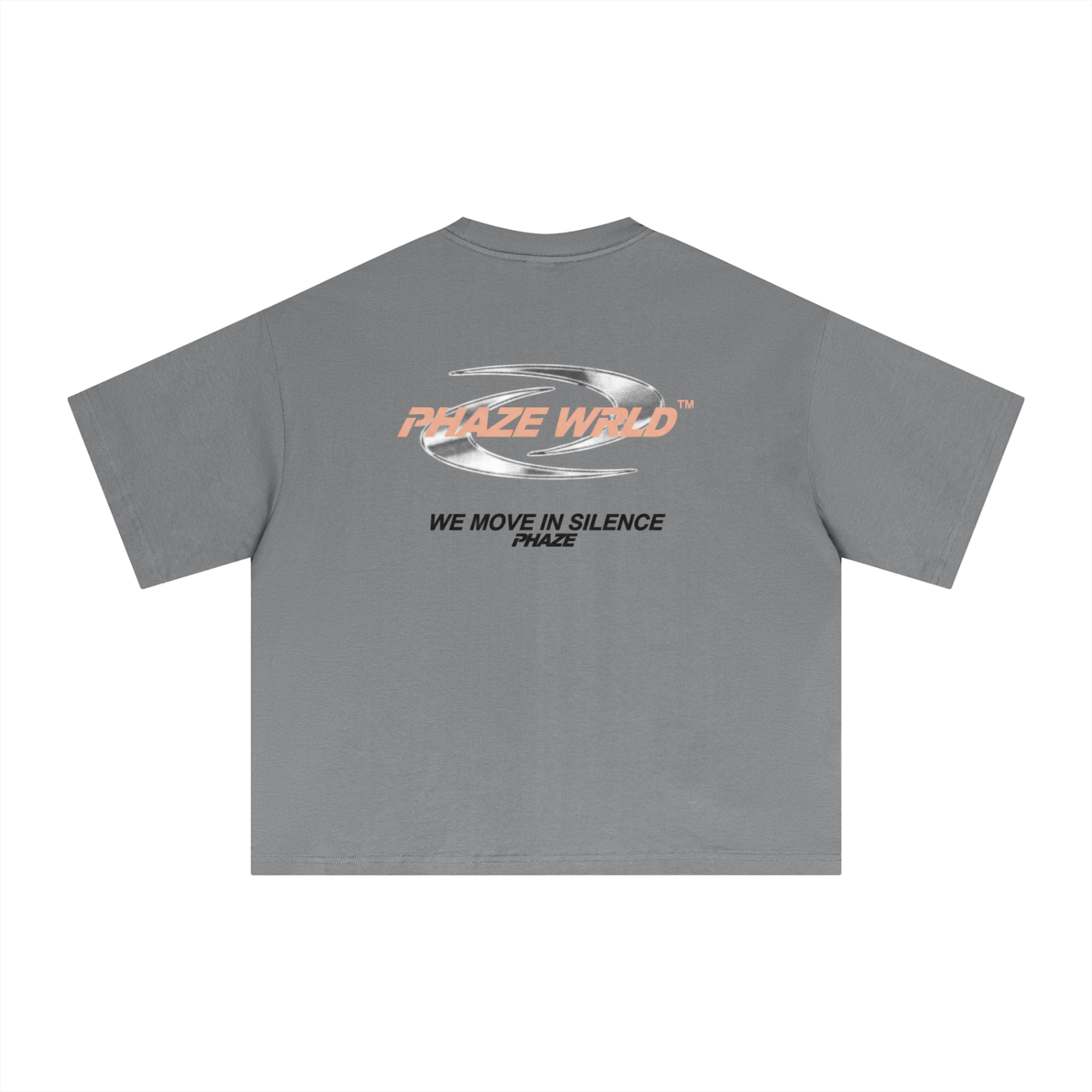 Phaze Wrld Broadcast We Move In Silence Boxy Tee – Grey