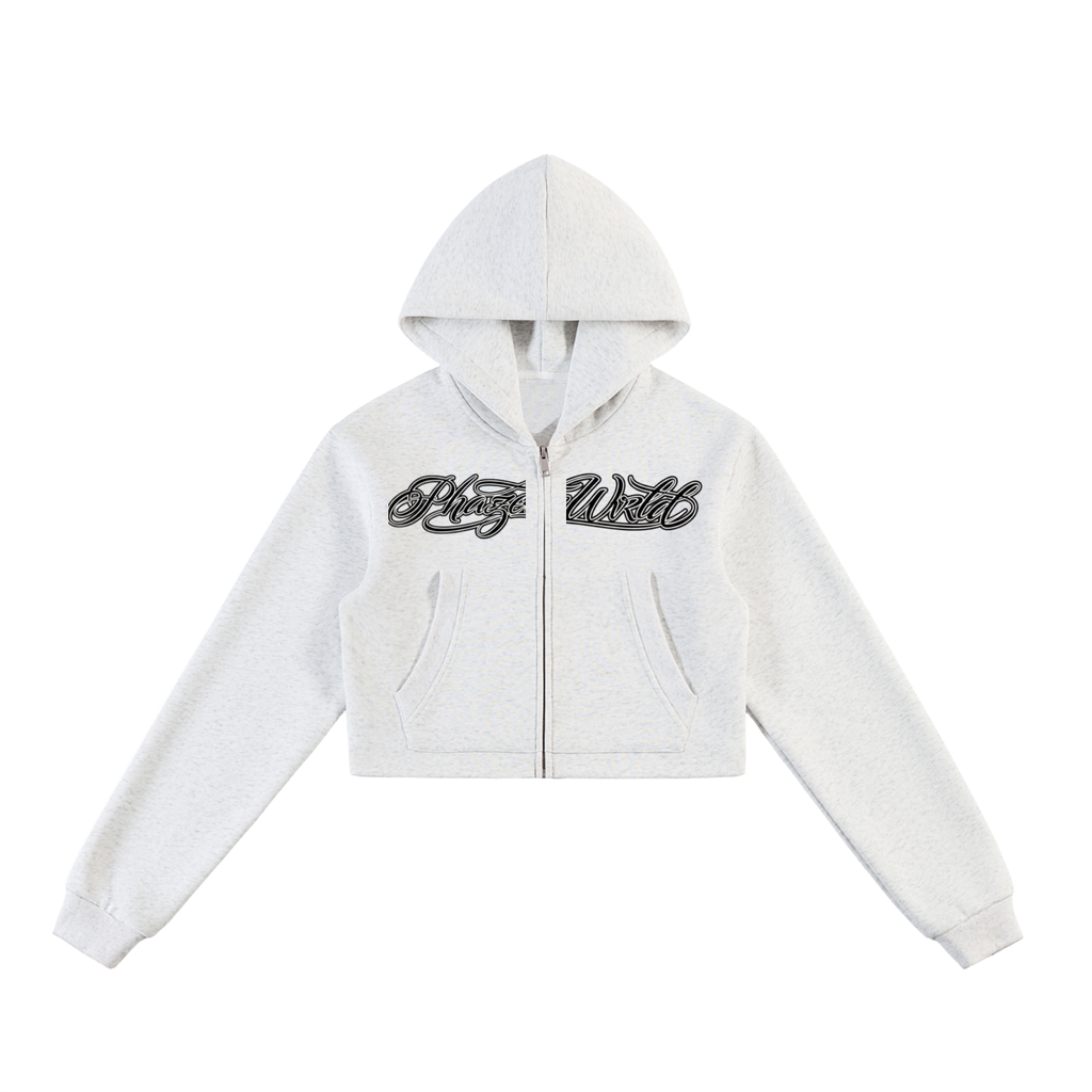 Phaze Wrld Scripted Zip Hoodie - Flower Gray