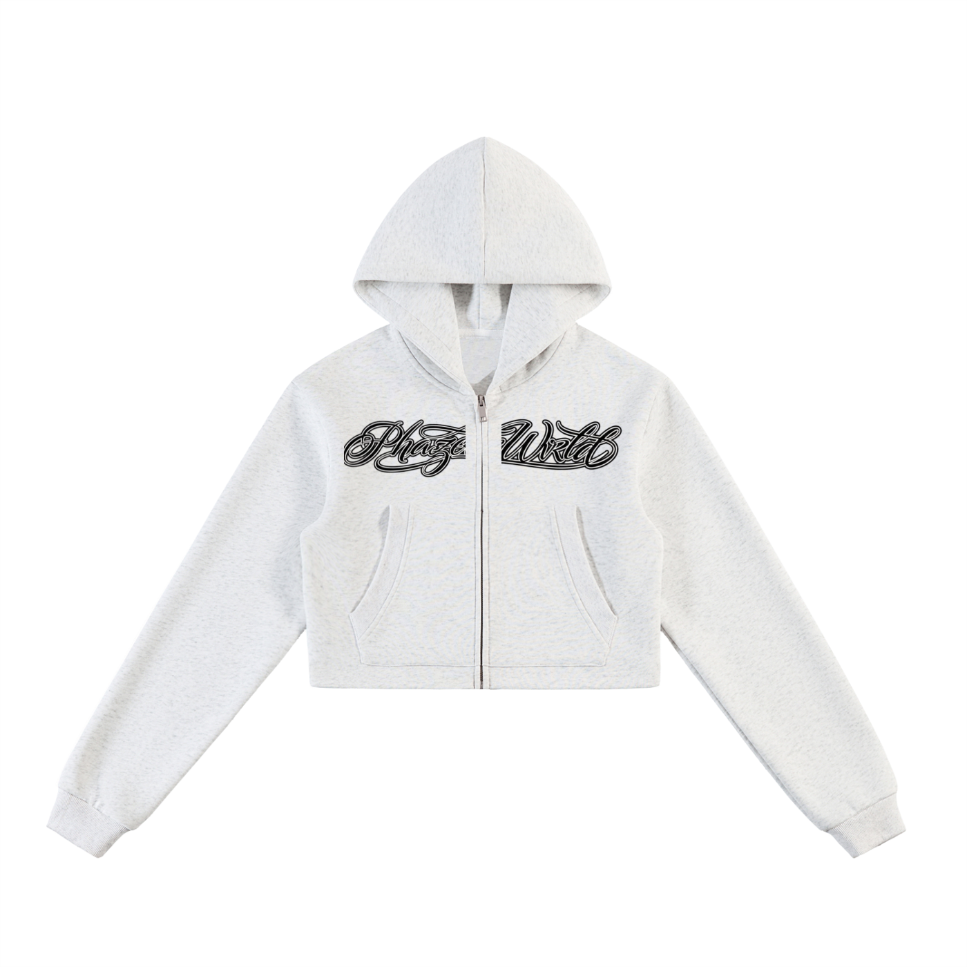 Phaze Wrld Scripted Zip Hoodie - Flower Gray