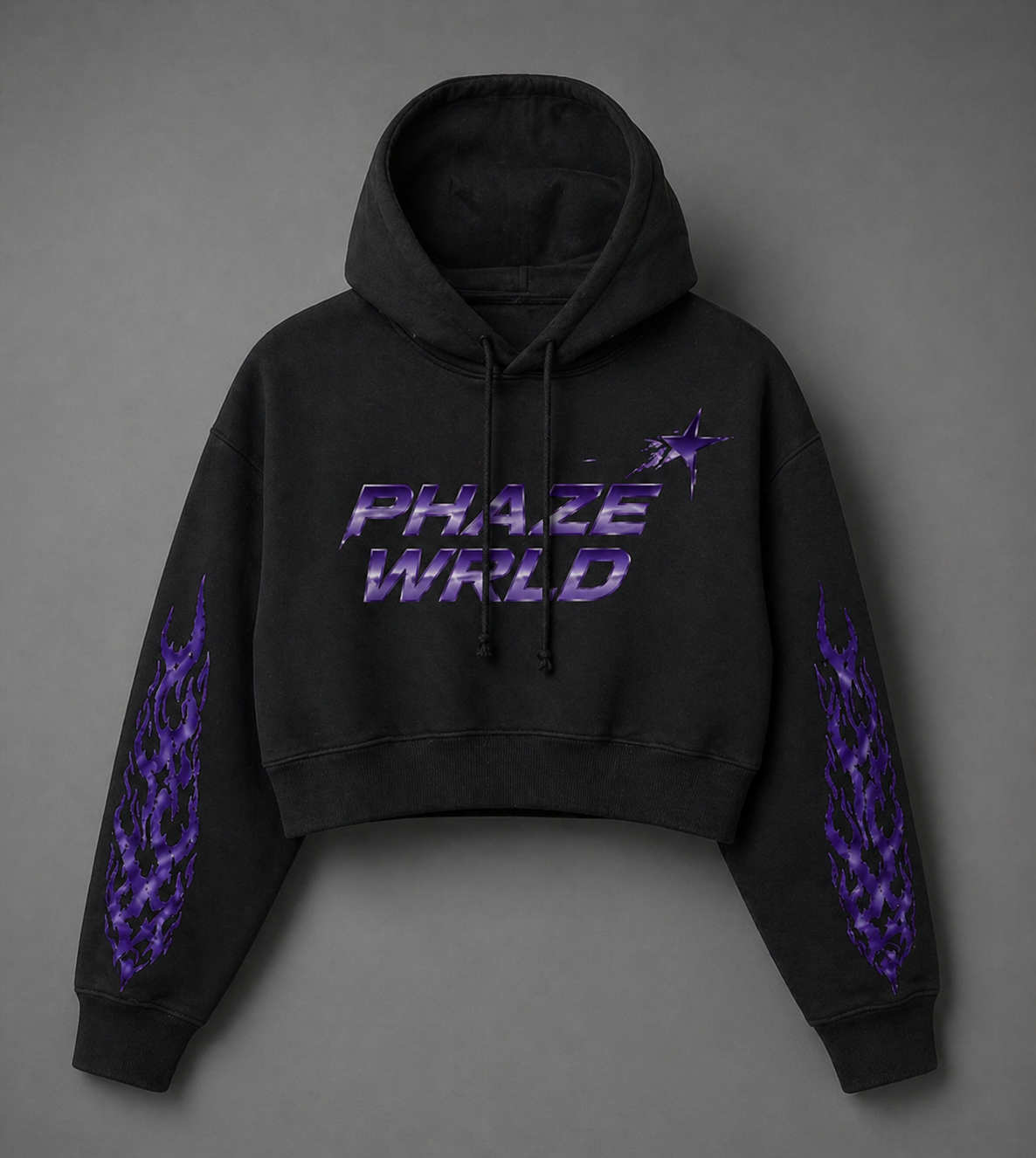 Phaze Wrld Midnight Run Cropped Hoodie
