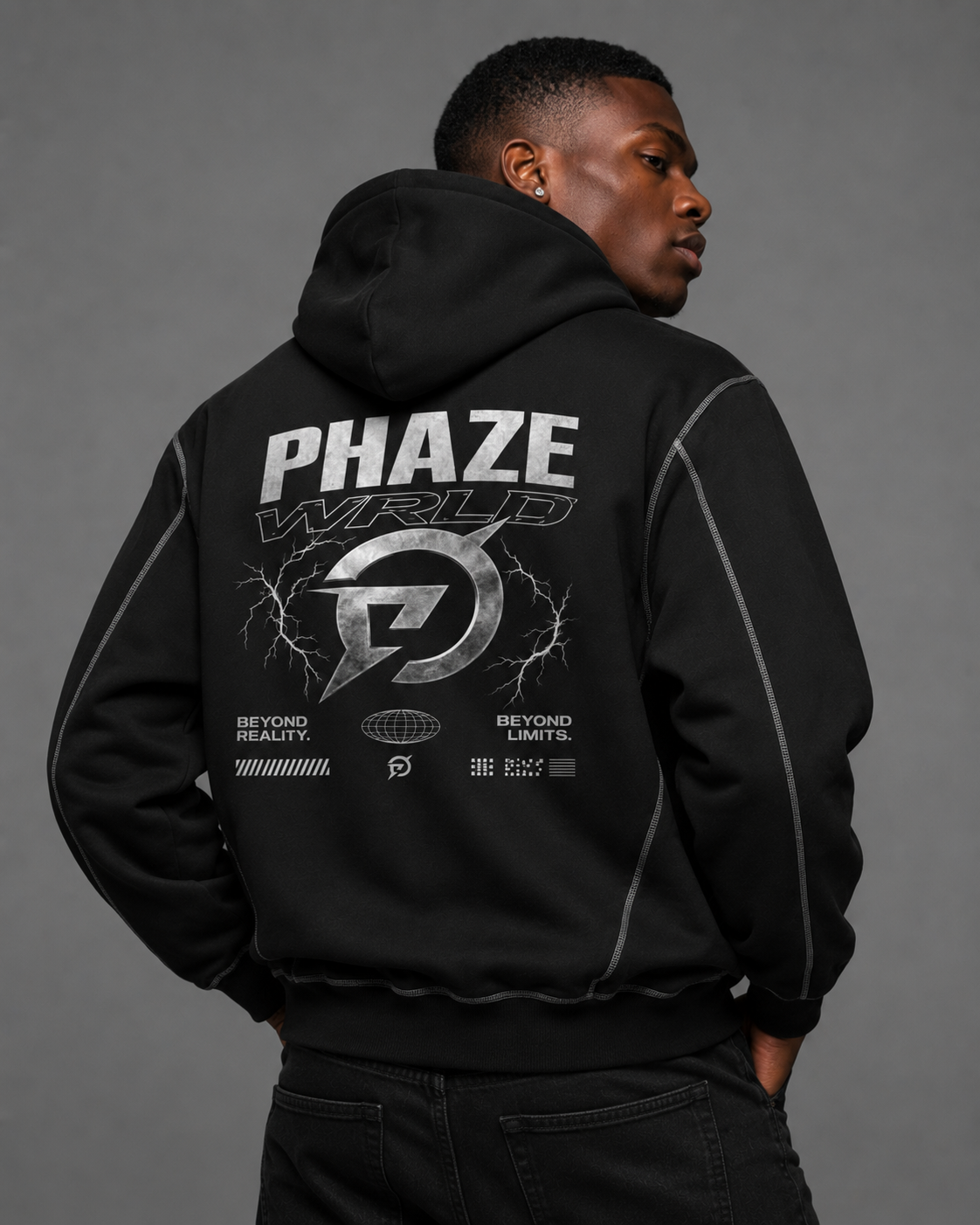 PHAZE WRLD Beyond Limits Zip Black Hoodie