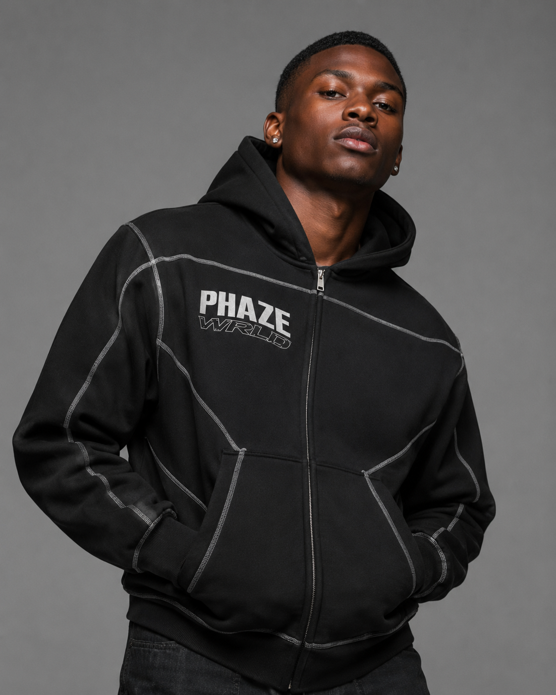 PHAZE WRLD Beyond Limits Zip Black Hoodie