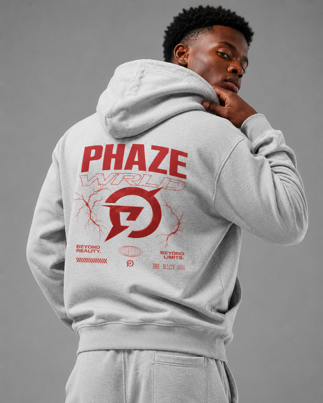PHAZE WRLD Beyond Limits Zip Gray Hoodie