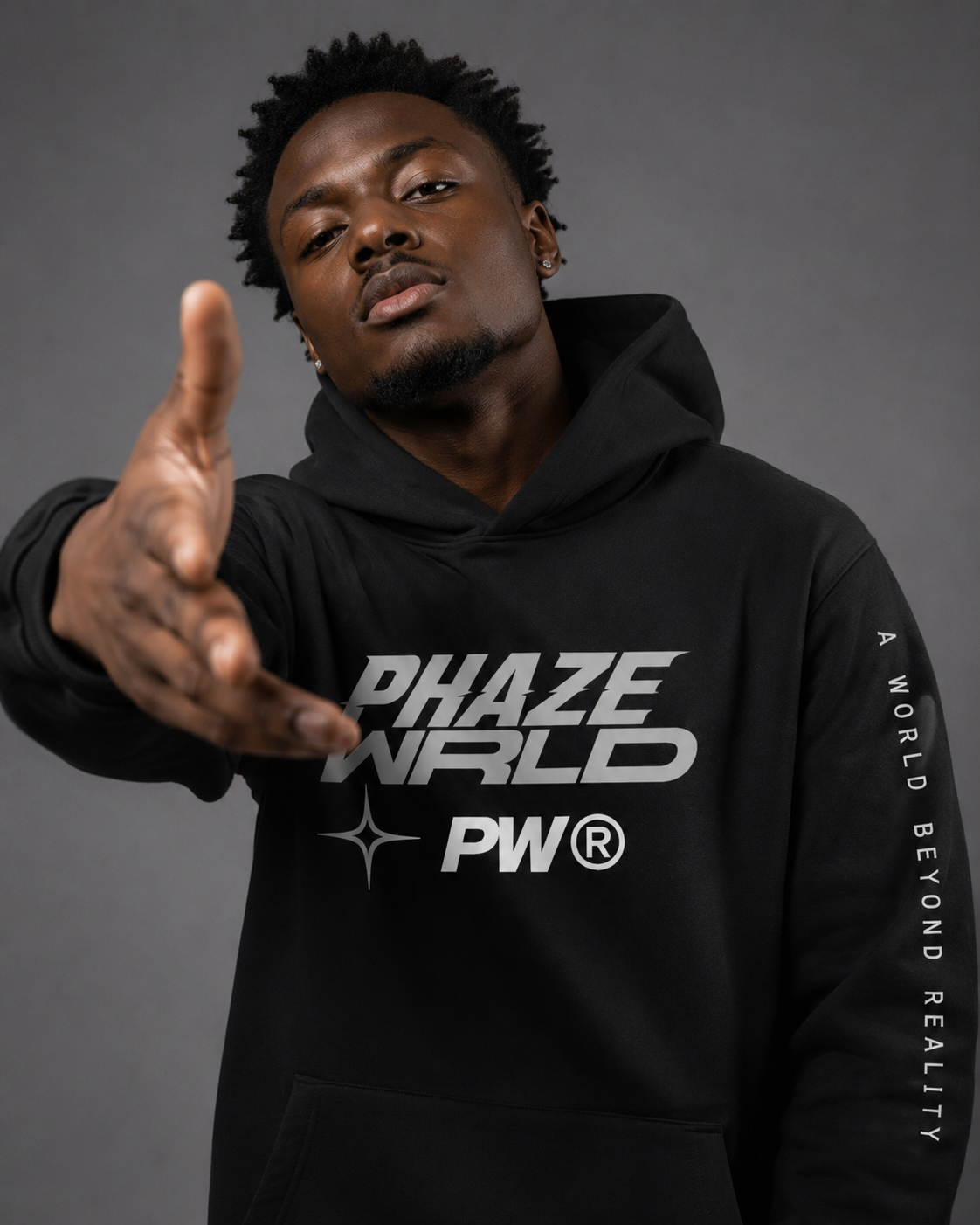 Phaze Wrld Out Of Reality Hoodie Black Boxy Hoodie