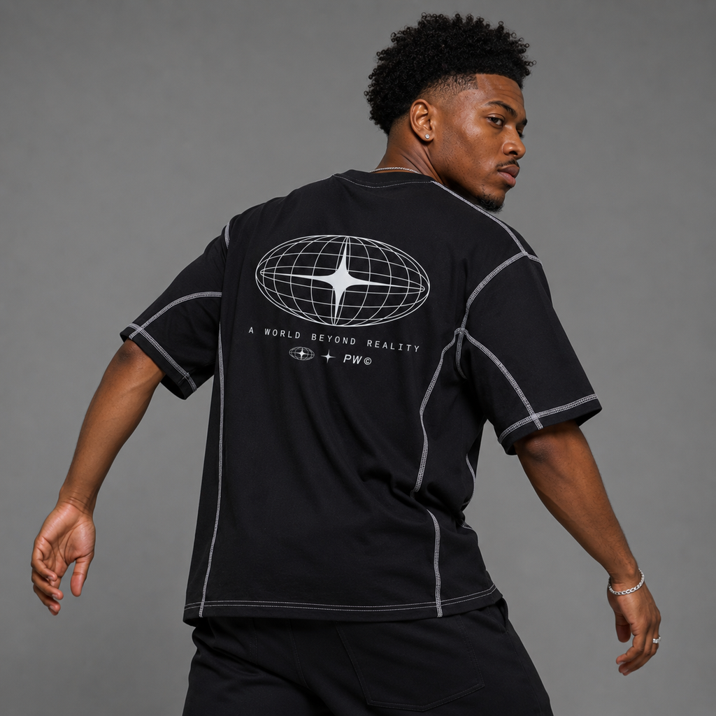 Streetwear Contrast-Stitched Cotton T-Shirt