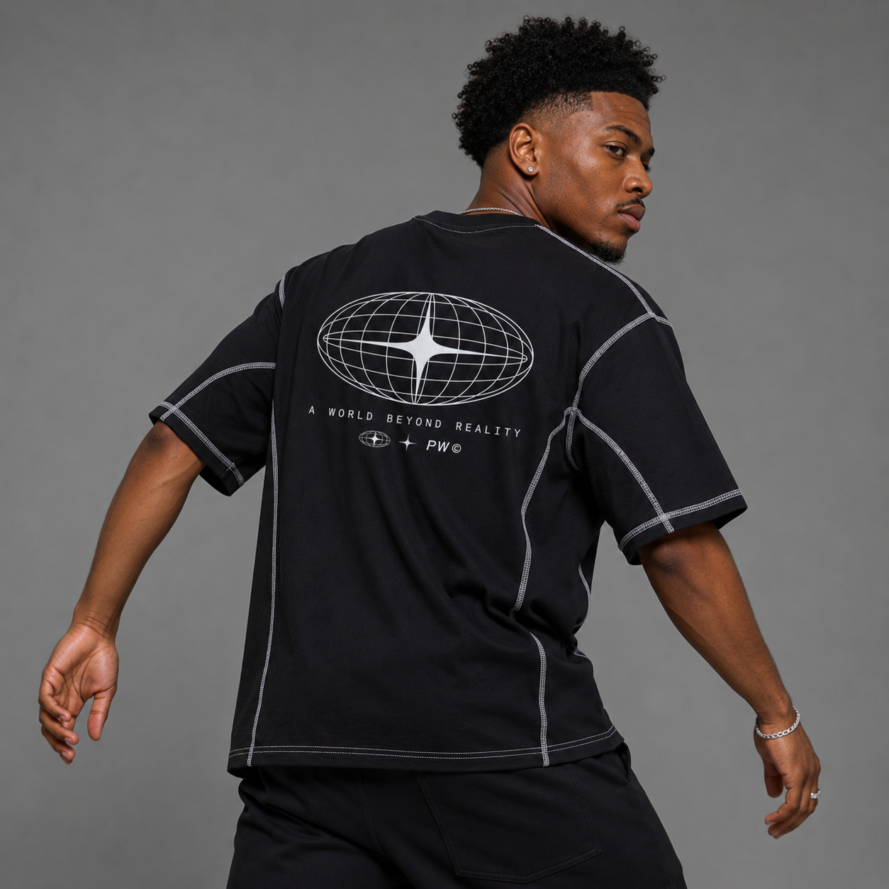 Streetwear Contrast-Stitched Cotton T-Shirt