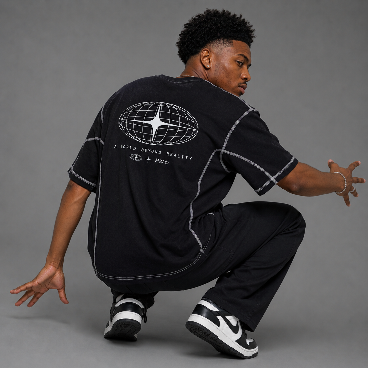 Streetwear Contrast-Stitched Cotton T-Shirt
