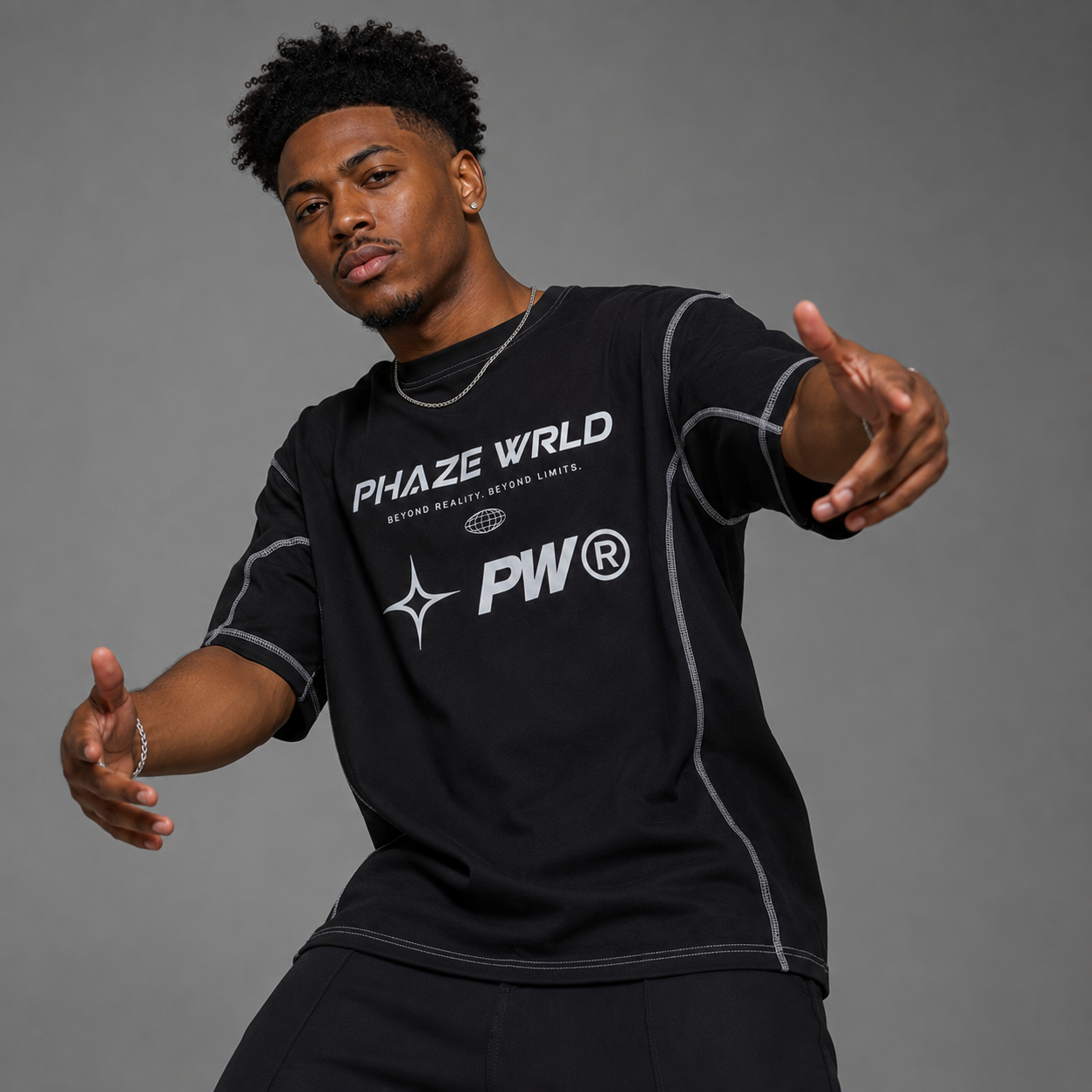 Streetwear Contrast-Stitched Cotton T-Shirt