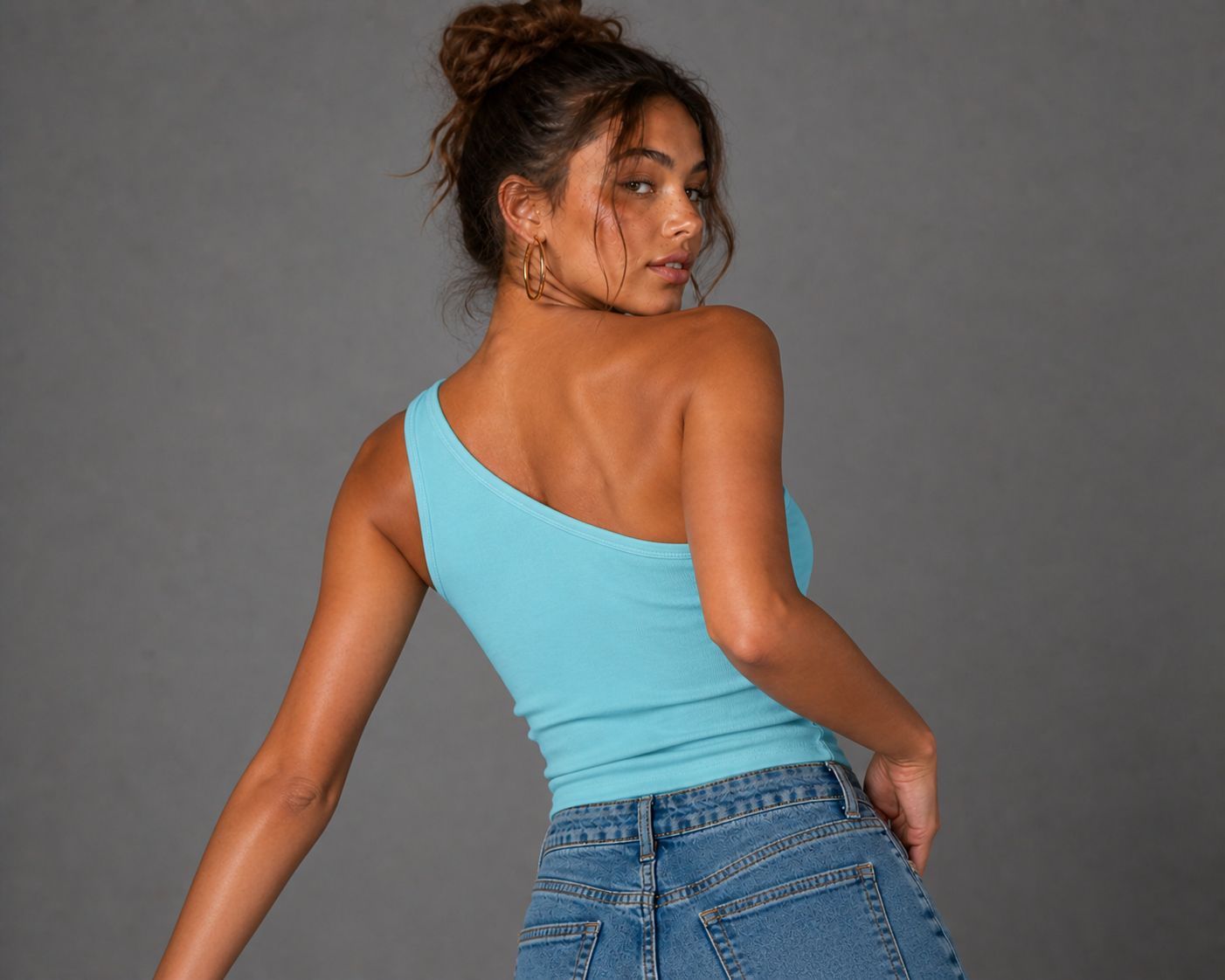 Phaze Wrld Leopard One-Shoulder Crop T-Shirt - Blue