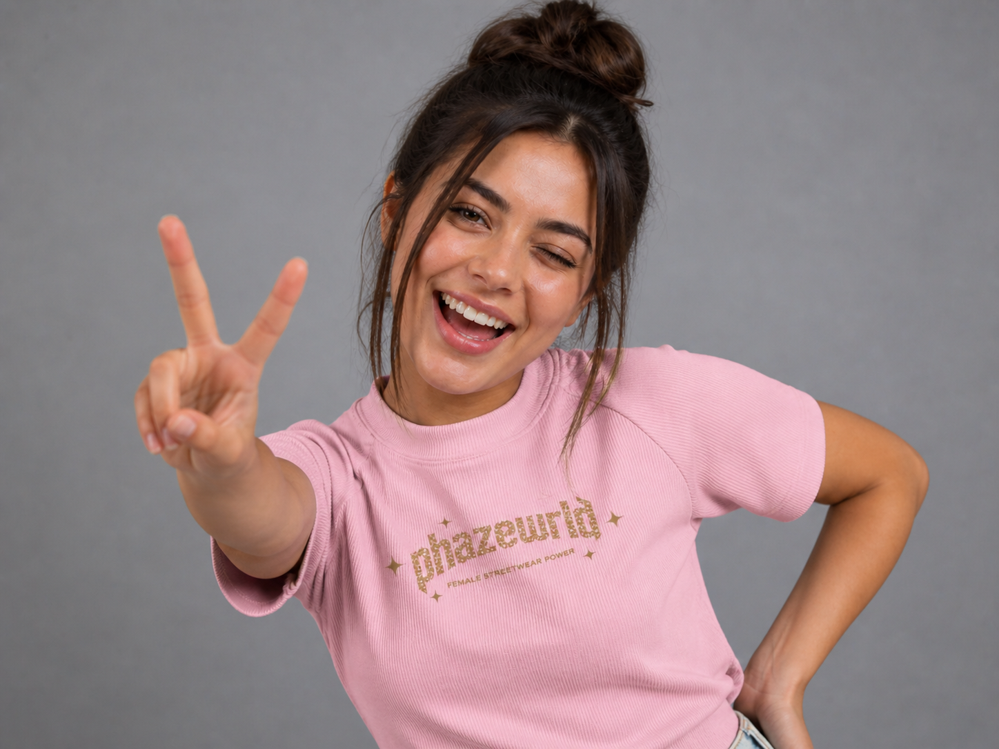 Phaze Wrld Mineral Wash Crop T-Shirt - Pink