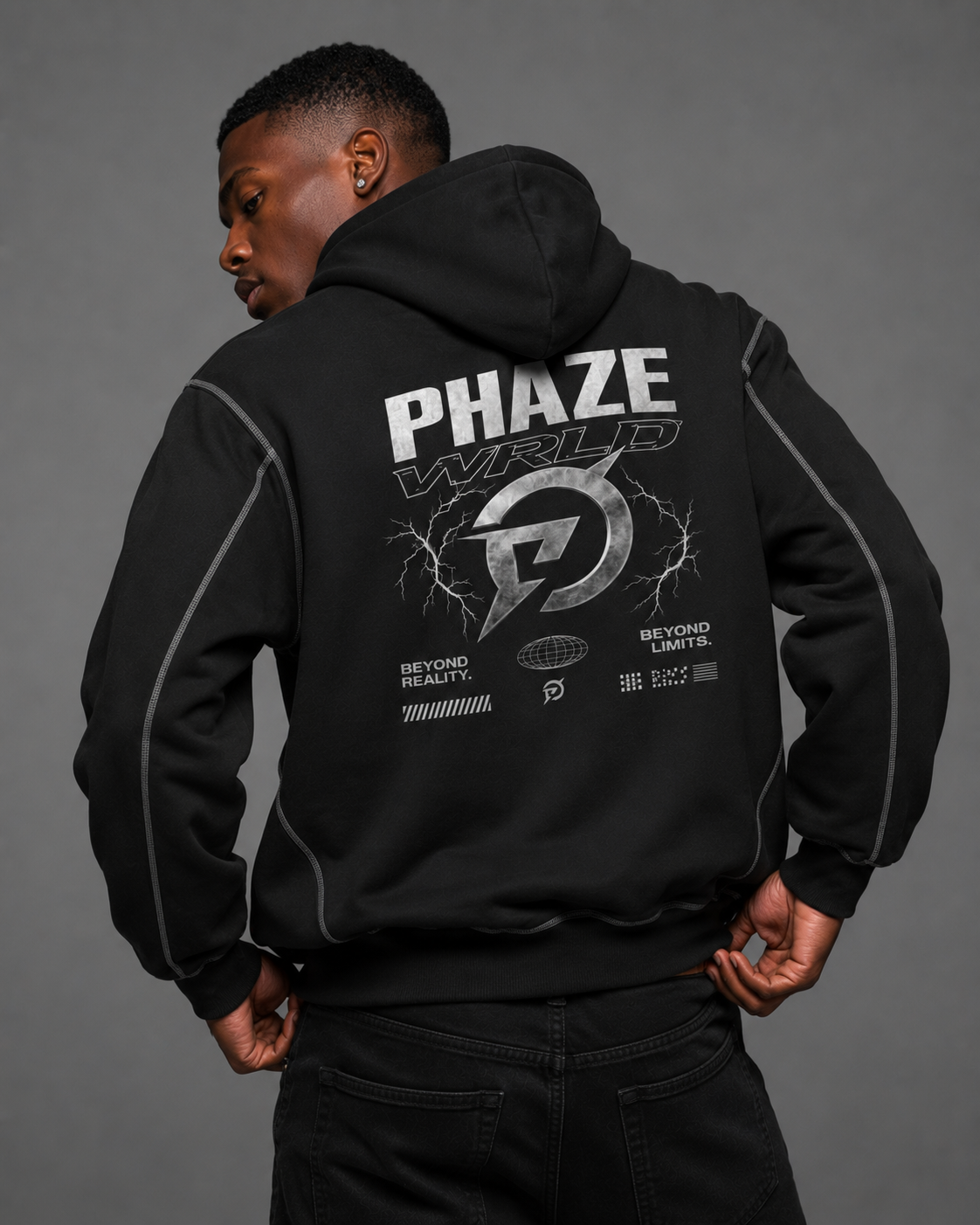 PHAZE WRLD Beyond Limits Zip Black Hoodie