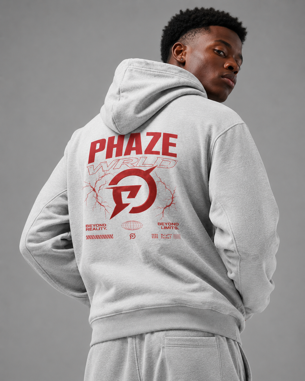 PHAZE WRLD Beyond Limits Zip Gray Hoodie
