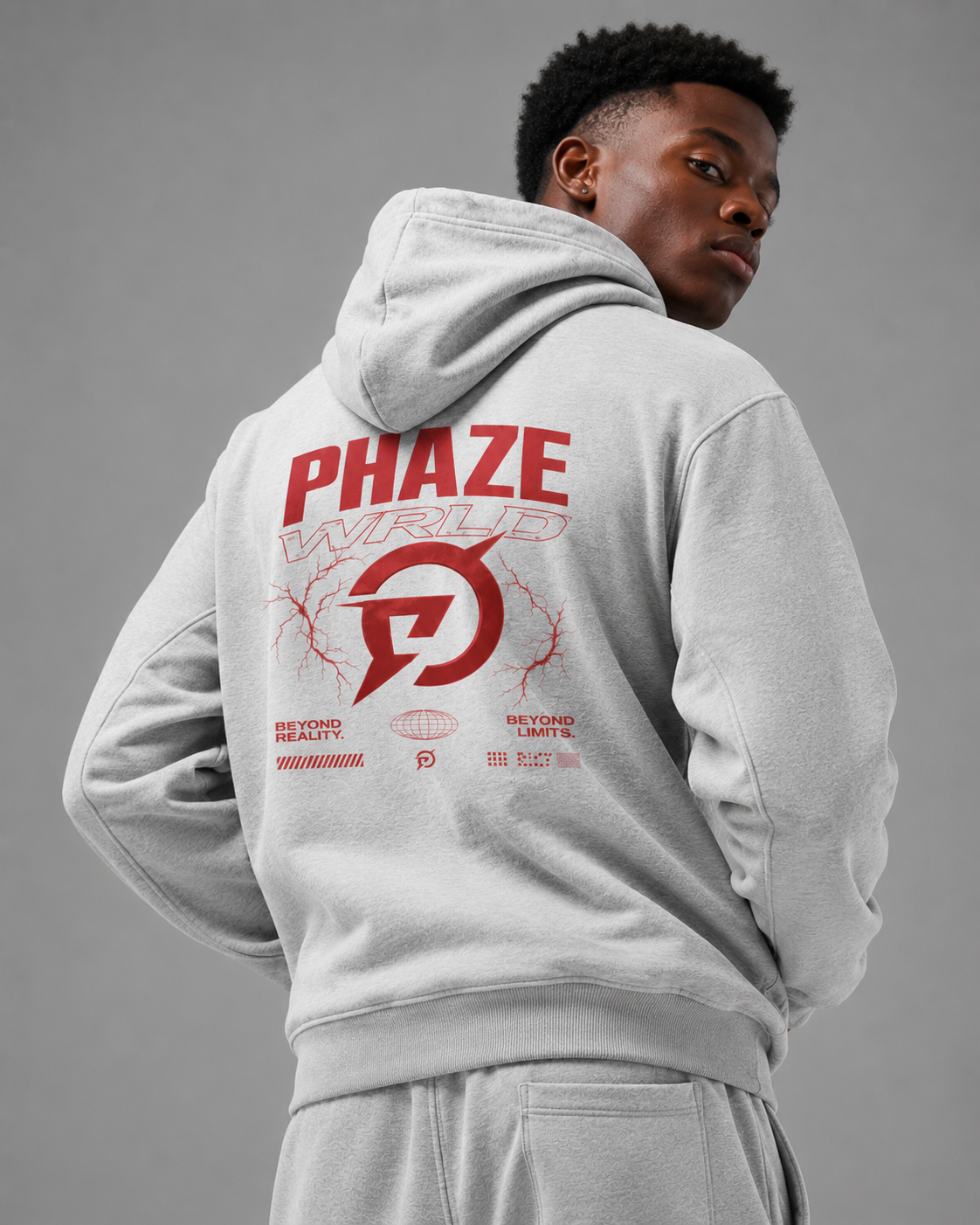 PHAZE WRLD Beyond Limits Zip Gray Hoodie