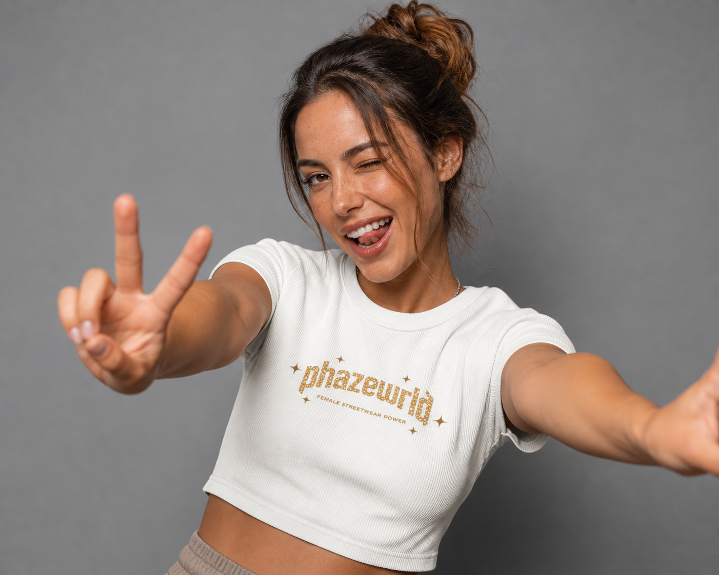 Phaze Wrld Mineral Wash Crop T-Shirt - White