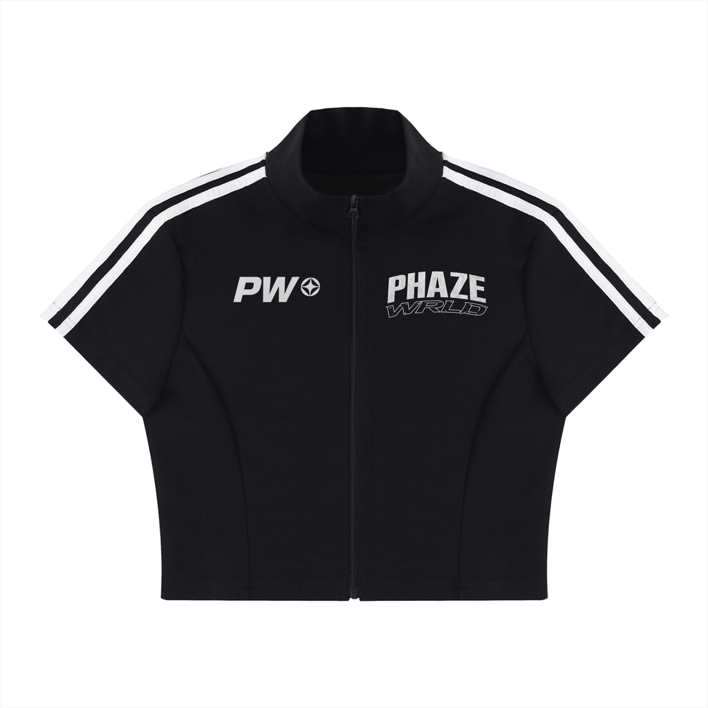 Phaze Wrld Cropped Full Zip Short Sleeve T-Shirt