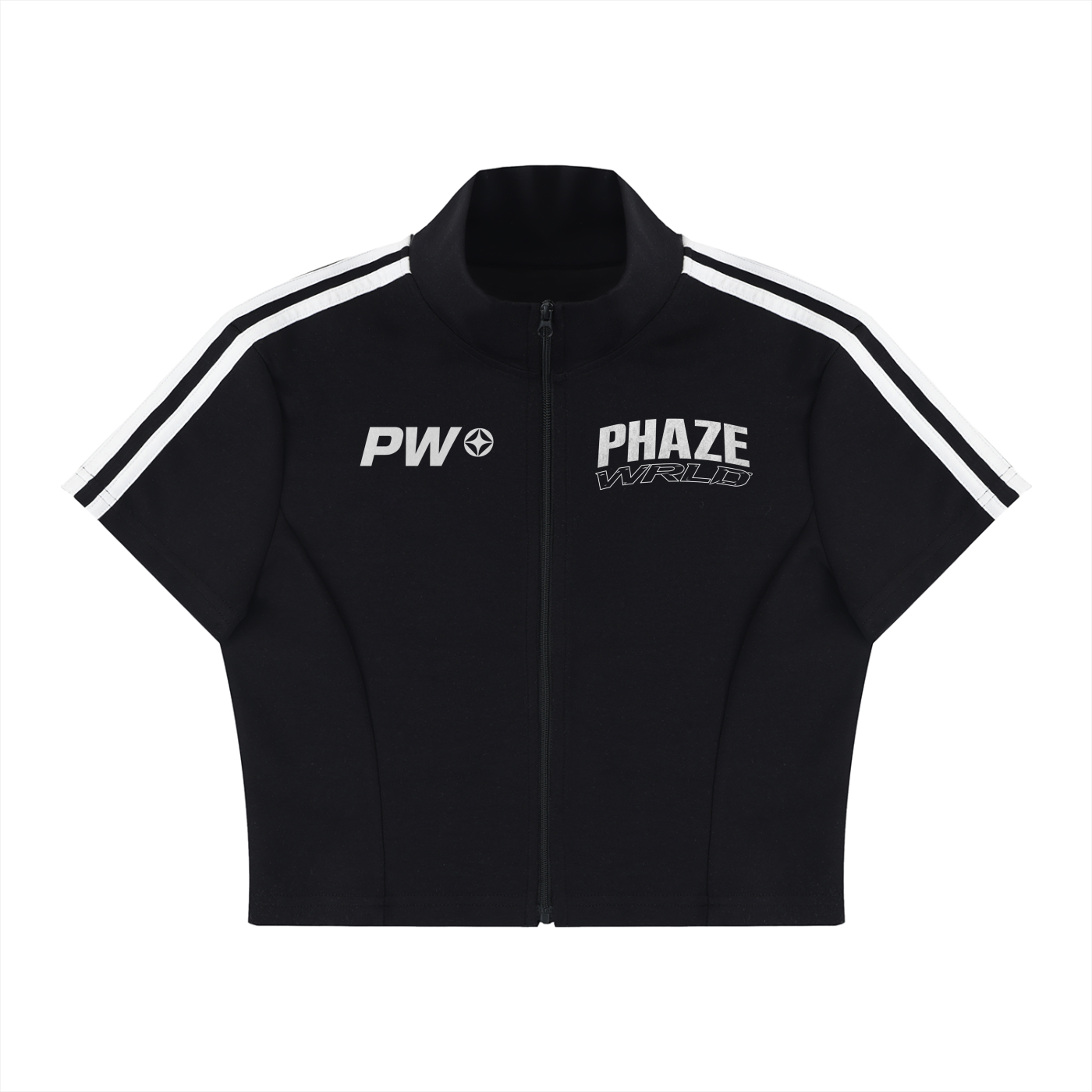 Phaze Wrld Cropped Full Zip Short Sleeve T-Shirt
