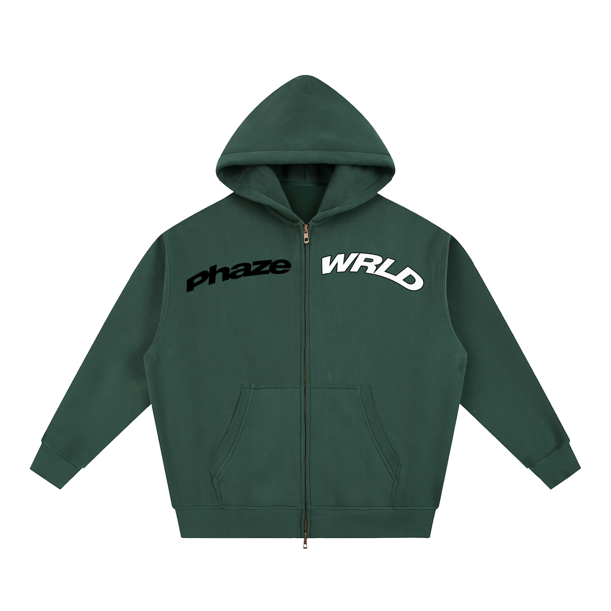 Essential Zip Oversized Hoodie — Forest Green