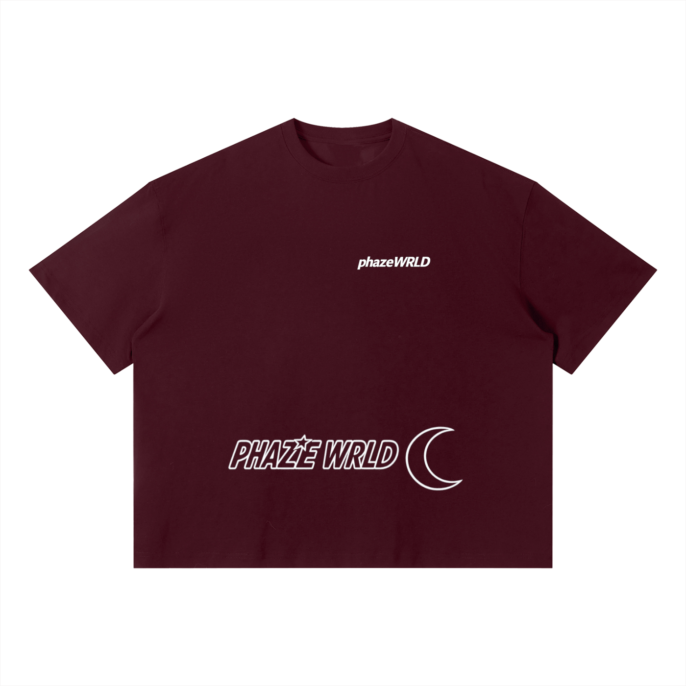 Phaze Wrld Moon Crest Boxy Tee – Red
