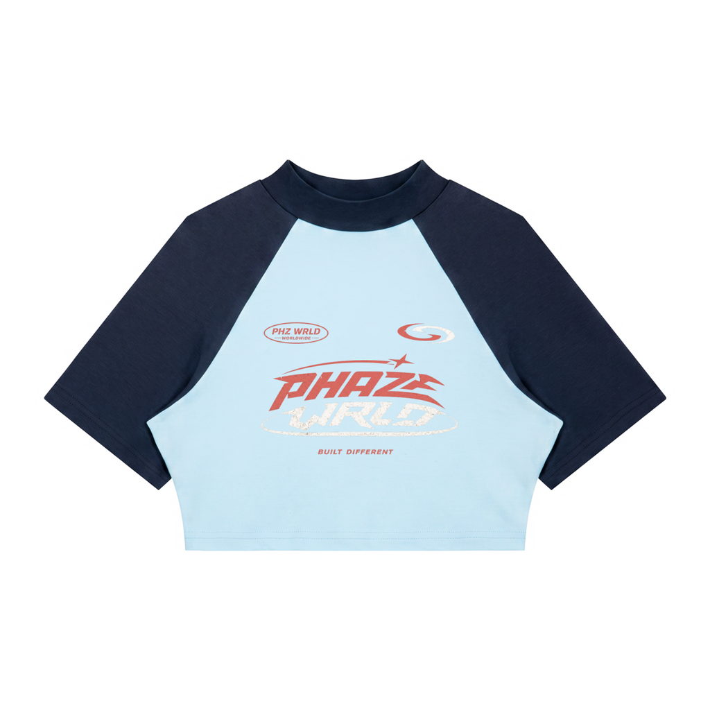 Built Different Blue Crop T-Shirt