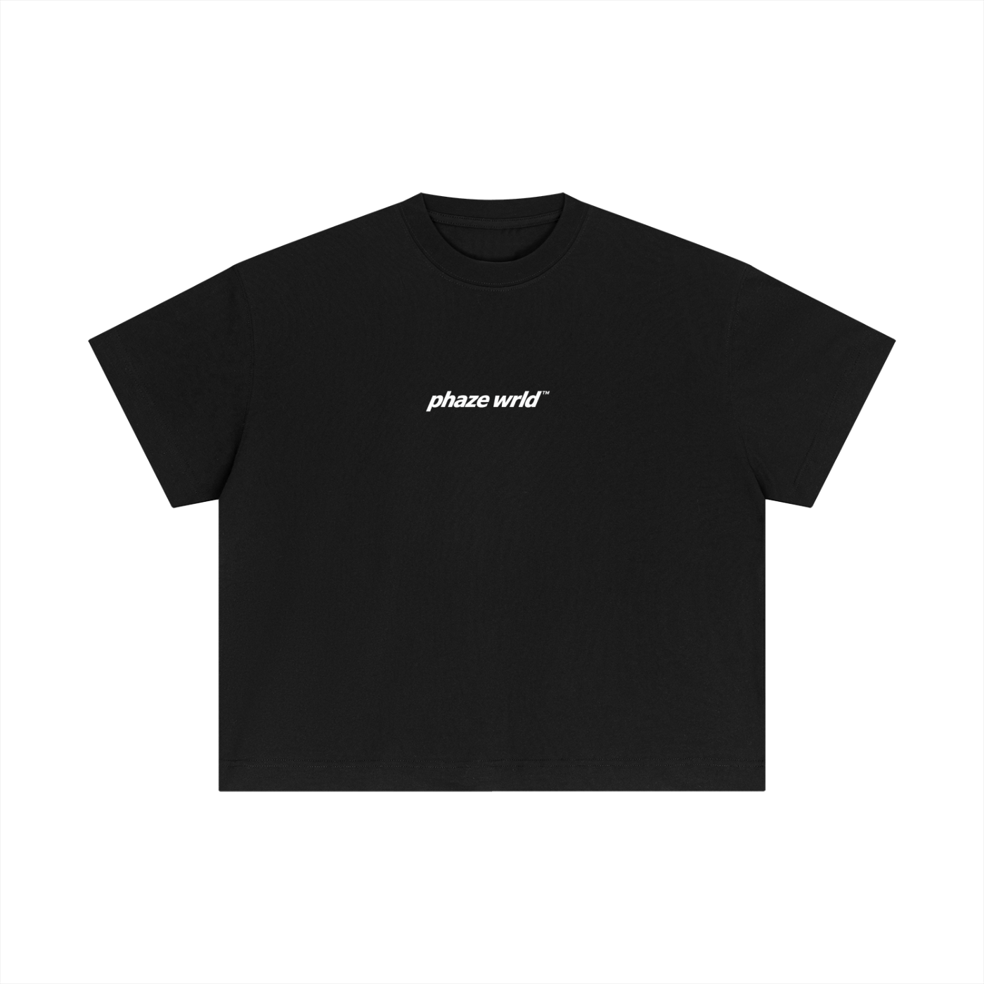 PhazeWrld Lunar Script Boxy Tee – Black