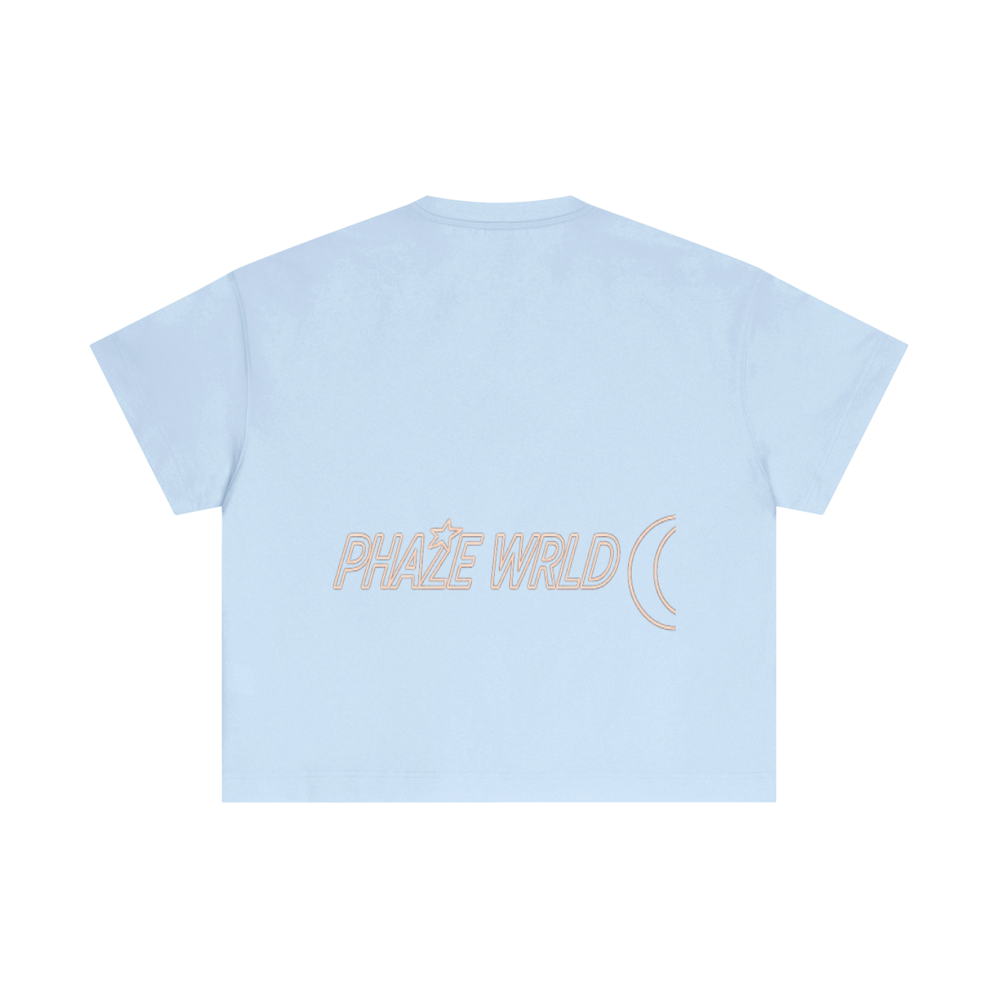 Phaze Wrld Lunar Script Boxy Tee – Sky Blue