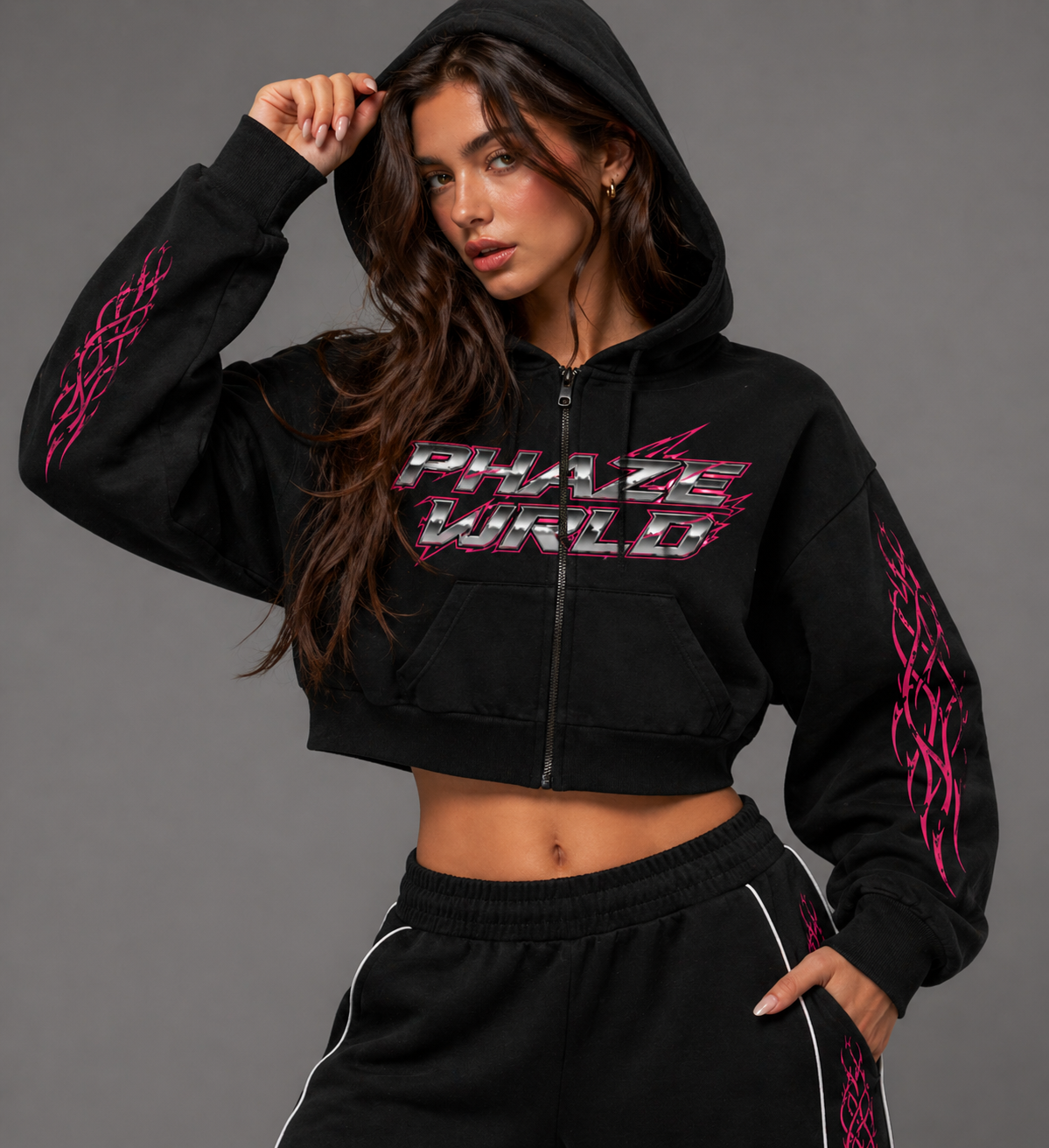 Phaze Wrld Velocity Cropped Hoodie