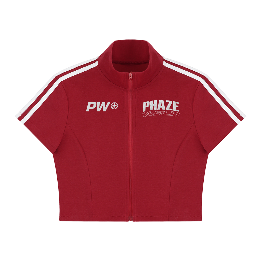Women's Cropped Full Zip Short Sleeve T-Shirt