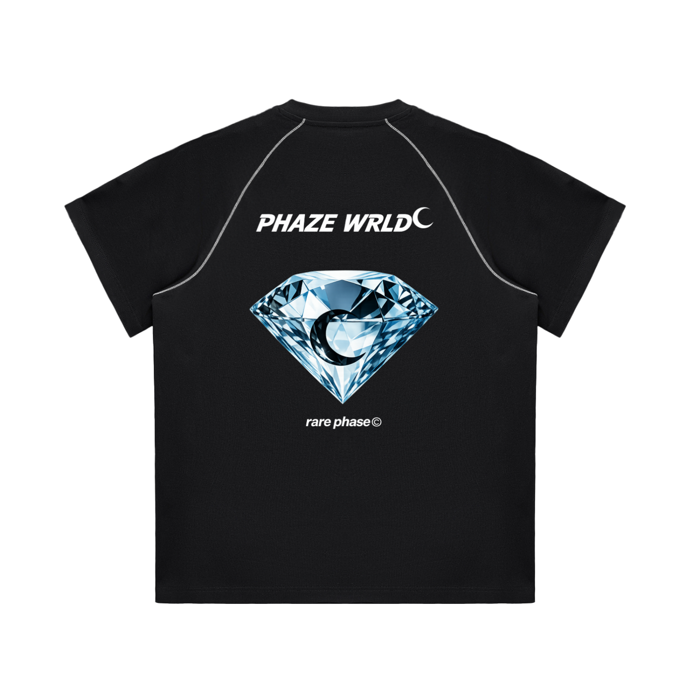 Phaze Wrld Diamond Crescent Contrast Tee – Black