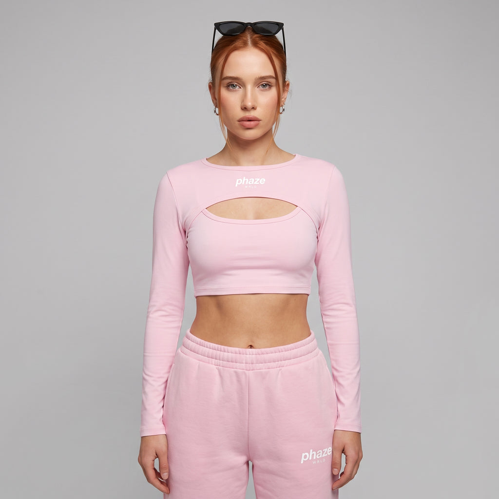 Phaze Wrld Shrug Overlay Long Sleeve — Pink