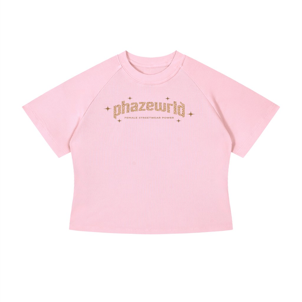 Phaze Wrld Mineral Wash Crop T-Shirt - Pink