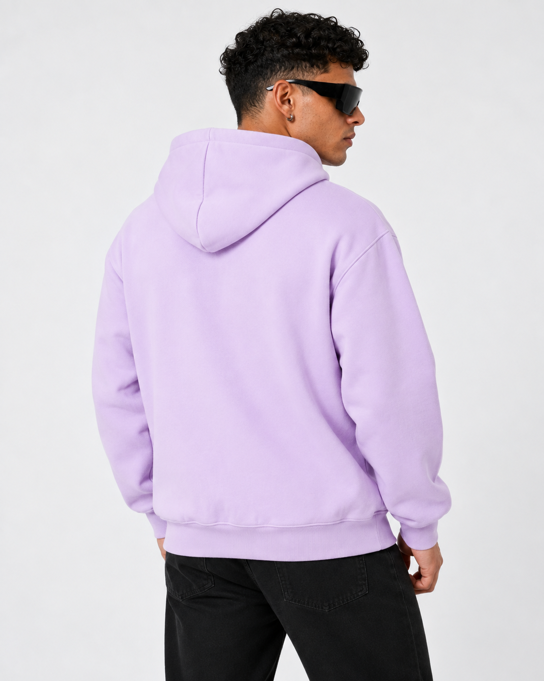 Essential Oversized Zip Boxy Hoodie - Purple