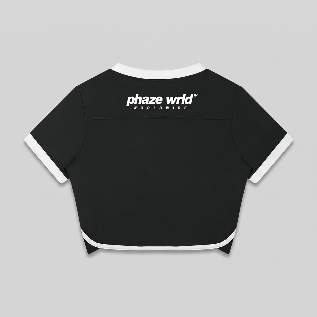 Phaze Wrld™ World In Motion Jersey Black Crop Tee