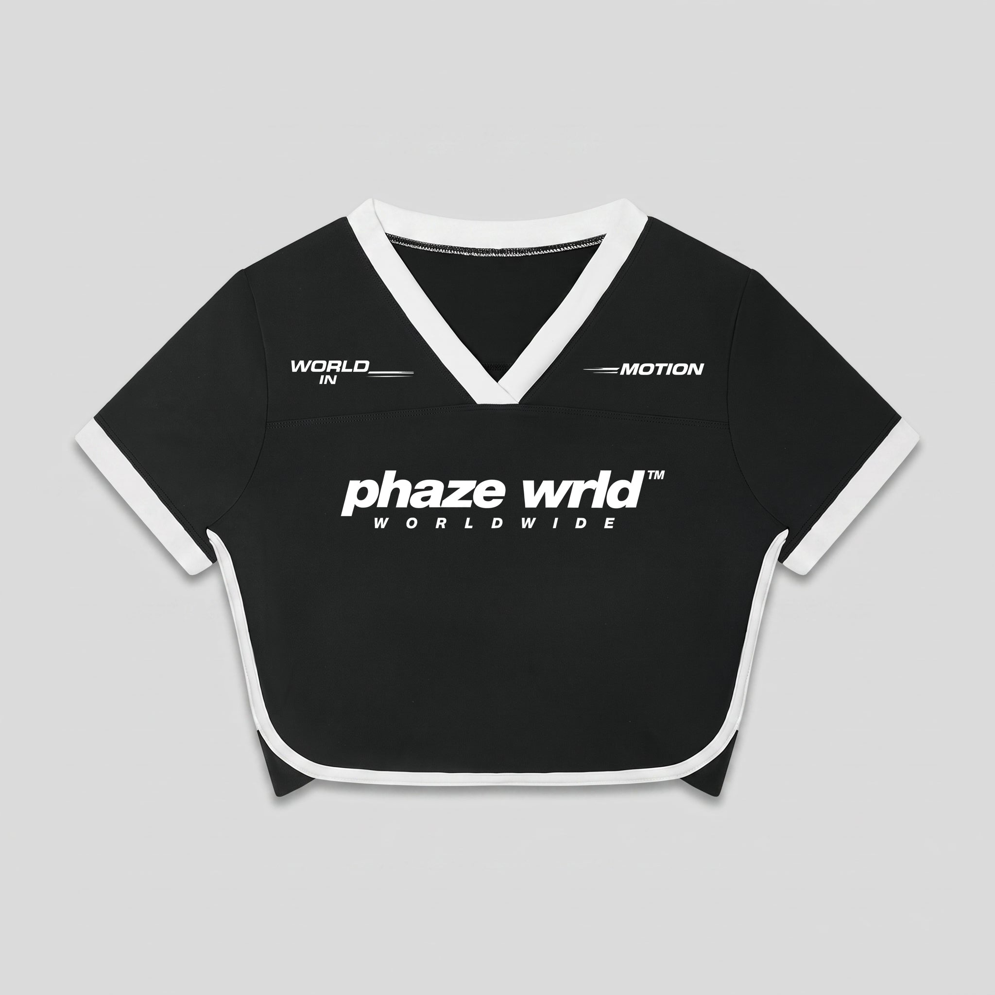 Phaze Wrld™ World In Motion Jersey Black Crop Tee