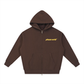 Phaze Wrld Zip Oversized Boxy Hoodie Coffe