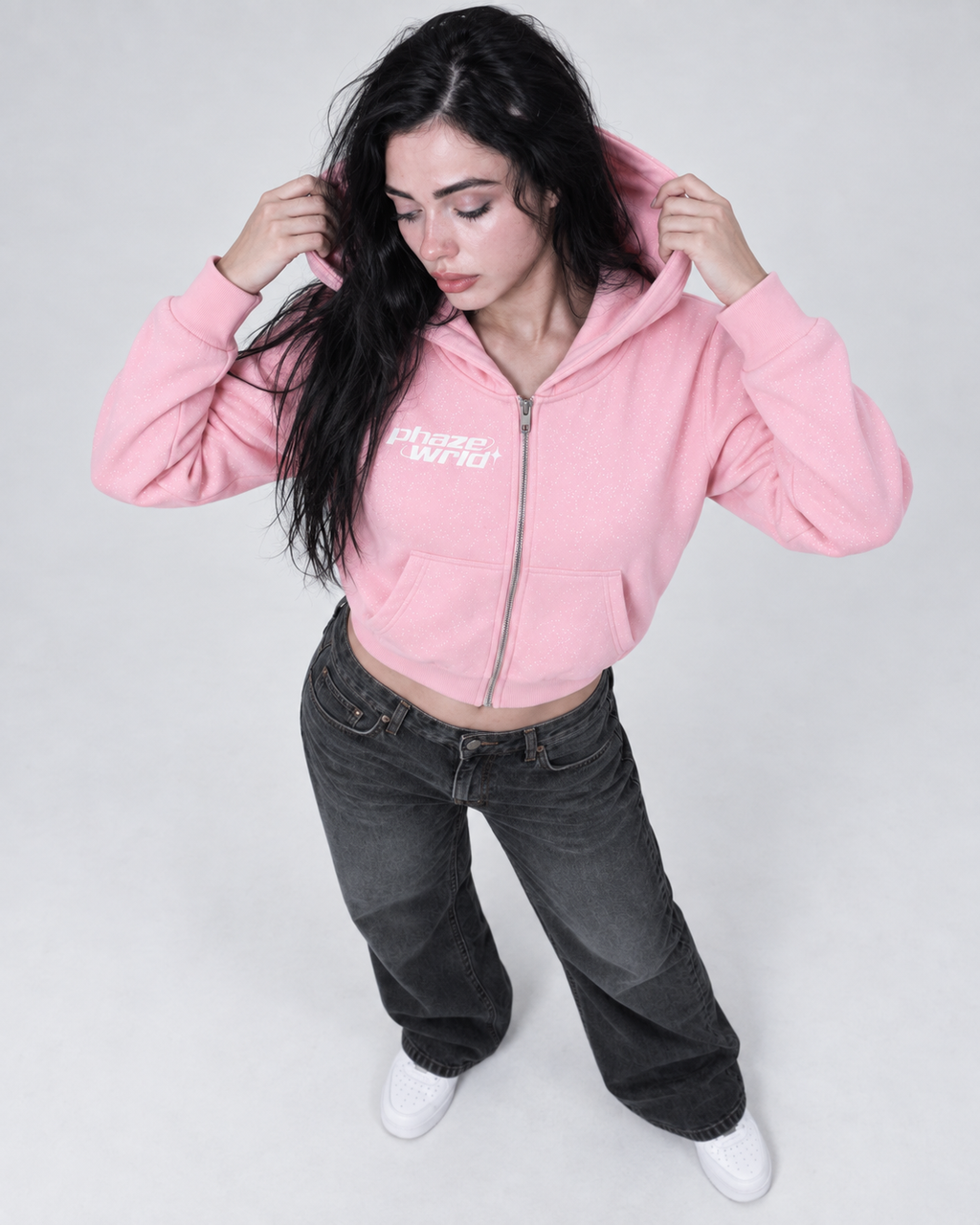Sparkles Fleece Full Zip Hoodie - Pink